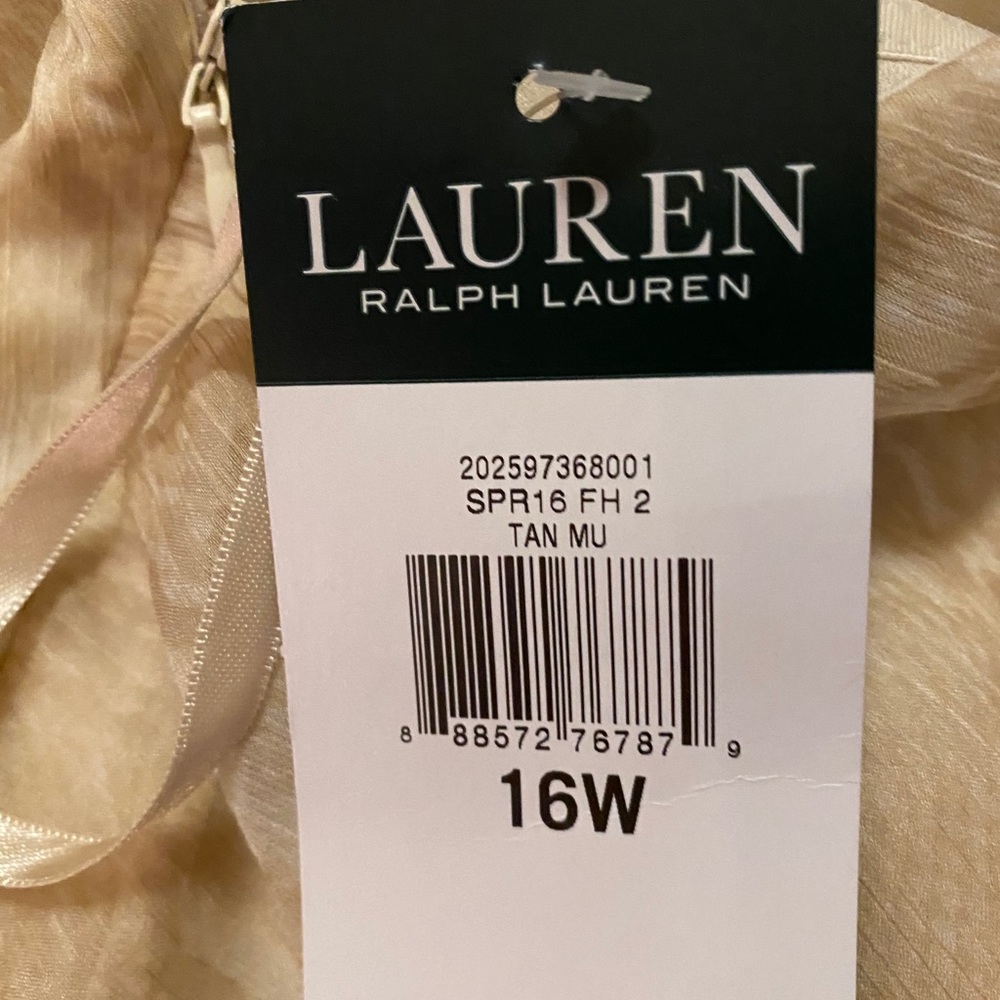 Lauren Ralph Lauren Tied Zipper Waist 16W Tan Mu Beige - Picture 5 of 8